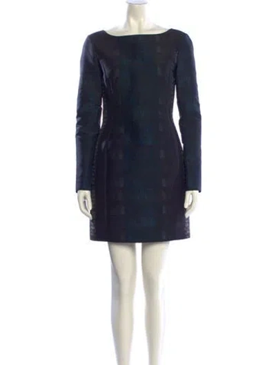 Pre-owned Cedric Charlier Bateau Neckline Mini Dress In Blue