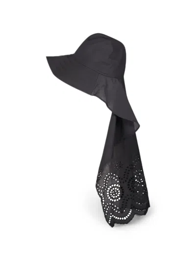 Cedric Charlier Broderie-anglaise Hat In Black