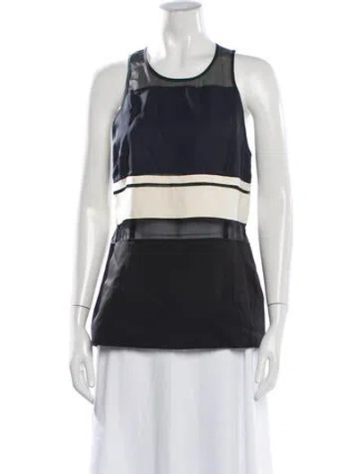 Pre-owned Cedric Charlier Colorblock Pattern Crew Neck Top In Black