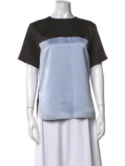 Pre-owned Cedric Charlier Colorblock Pattern Crew Neck Top In Blue