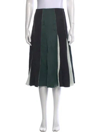 Pre-owned Cedric Charlier Colorblock Pattern Knee-length Skirt In Green