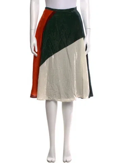 Pre-owned Cedric Charlier Colorblock Pattern Knee-length Skirt W/ Tags In Orange