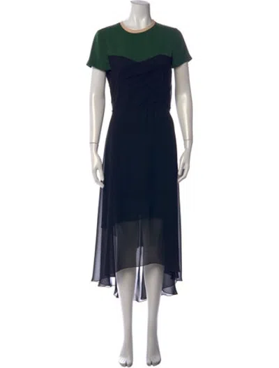 Pre-owned Cedric Charlier Colorblock Pattern Midi Length Dress In Blue
