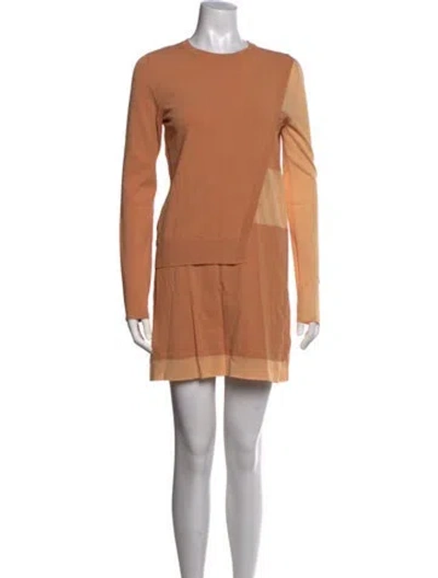 Pre-owned Cedric Charlier Colorblock Pattern Mini Dress In Neutrals