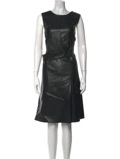 Pre-owned Cedric Charlier Crew Neck Knee-length Dress In Black