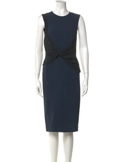 Pre-owned Cedric Charlier Crew Neck Knee-length Dress In Blue