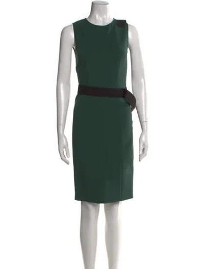 Pre-owned Cedric Charlier Crew Neck Knee-length Dress In Green
