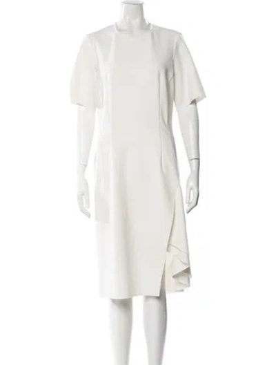 Pre-owned Cedric Charlier Crew Neck Knee-length Dress In Neutral