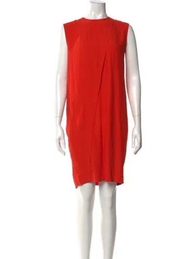 Pre-owned Cedric Charlier Crew Neck Knee-length Dress In Orange