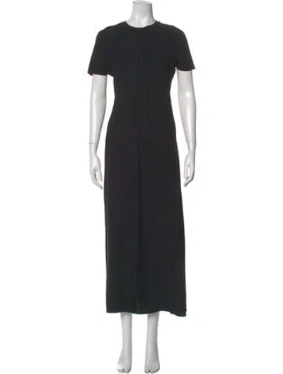 Pre-owned Cedric Charlier Crew Neck Long Dress In Black