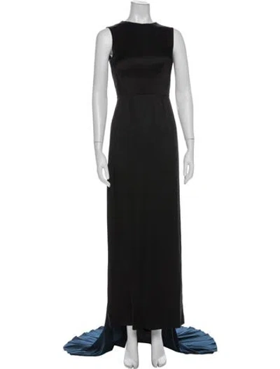 Pre-owned Cedric Charlier Crew Neck Long Dress In Black
