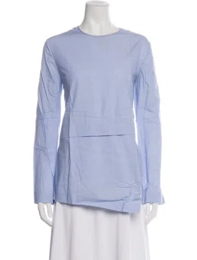 Pre-owned Cedric Charlier Crew Neck Long Sleeve Top In Blue