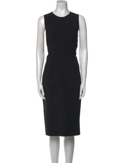 Pre-owned Cedric Charlier Crew Neck Midi Length Dress In Black
