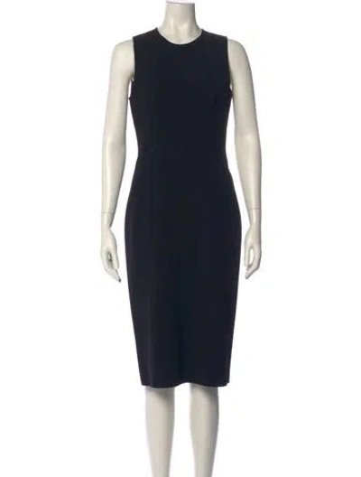 Pre-owned Cedric Charlier Crew Neck Midi Length Dress In Black