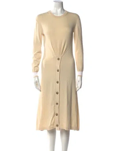 Pre-owned Cedric Charlier Crew Neck Midi Length Dress In Neutral