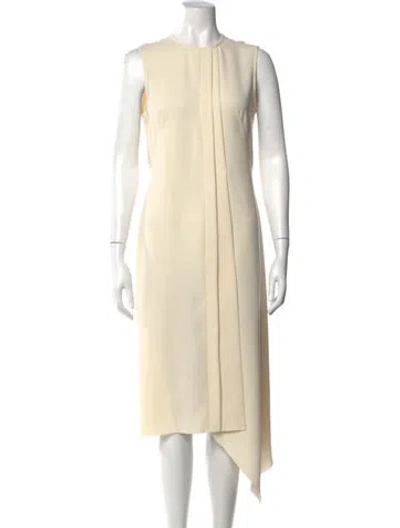 Pre-owned Cedric Charlier Crew Neck Midi Length Dress In Neutrals