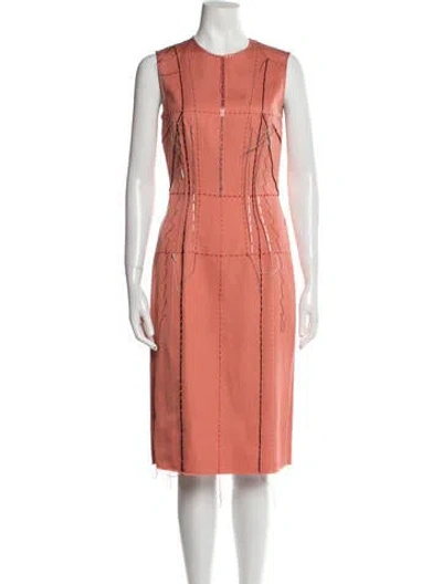 Pre-owned Cedric Charlier Crew Neck Midi Length Dress In Orange
