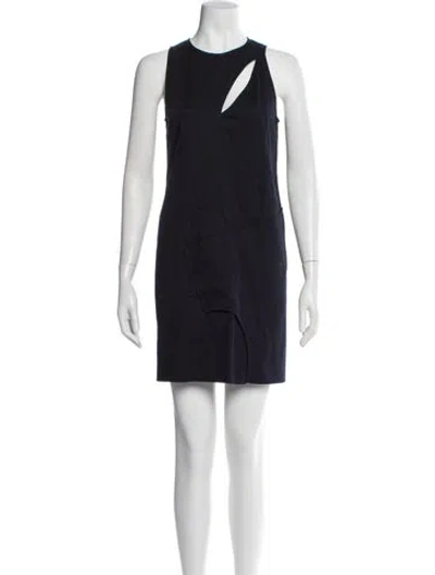 Pre-owned Cedric Charlier Crew Neck Mini Dress In Blue