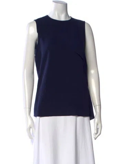 Pre-owned Cedric Charlier Crew Neck Sleeveless Top In Blue