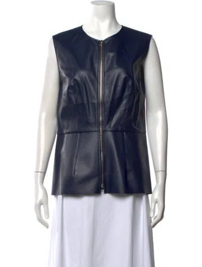 Pre-owned Cedric Charlier Crew Neck Sleeveless Top In Blue