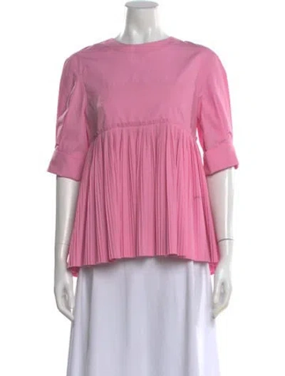 Pre-owned Cedric Charlier Crew Neck Three-quarter Sleeve Top In Pink