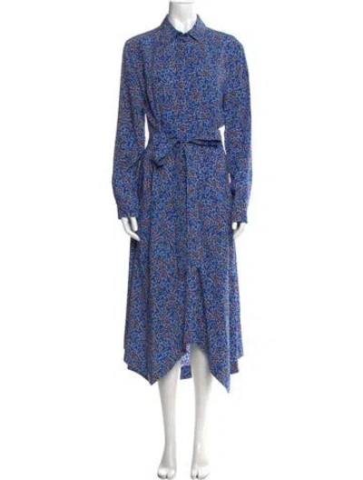 Pre-owned Cedric Charlier Floral Print Long Dress In Blue