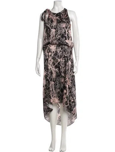 Pre-owned Cedric Charlier Floral Print Midi Length Dress In Black