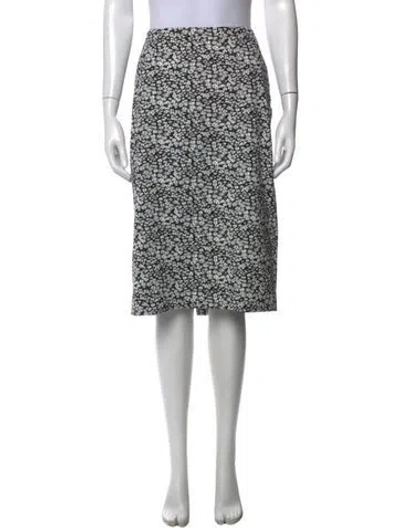 Pre-owned Cedric Charlier Floral Print Midi Length Skirt In Black