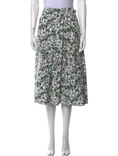 Pre-owned Cedric Charlier Floral Print Midi Length Skirt In Green