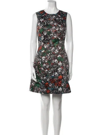 Pre-owned Cedric Charlier Floral Print Mini Dress In Black