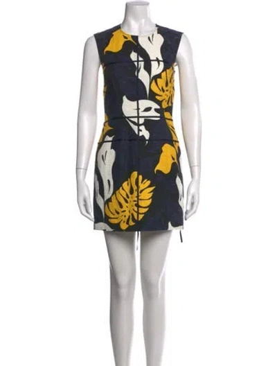 Pre-owned Cedric Charlier Floral Print Mini Dress In Blue
