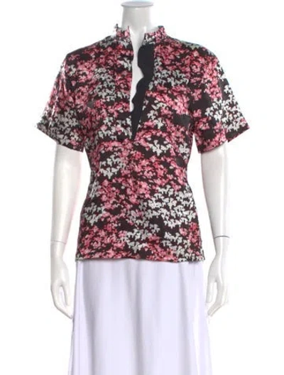 Pre-owned Cedric Charlier Floral Print Short Sleeve Top W/ Tags In Multi