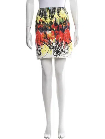 Pre-owned Cedric Charlier Graphic Print Mini Skirt In Black/red/white