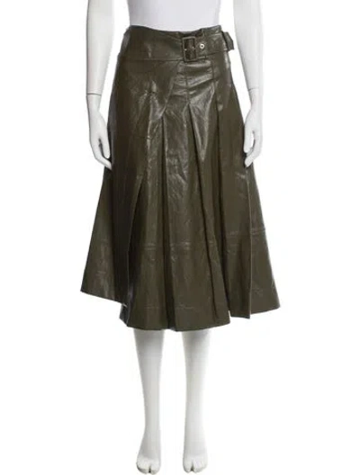 Pre-owned Cedric Charlier Leather Midi Length Skirt In Green