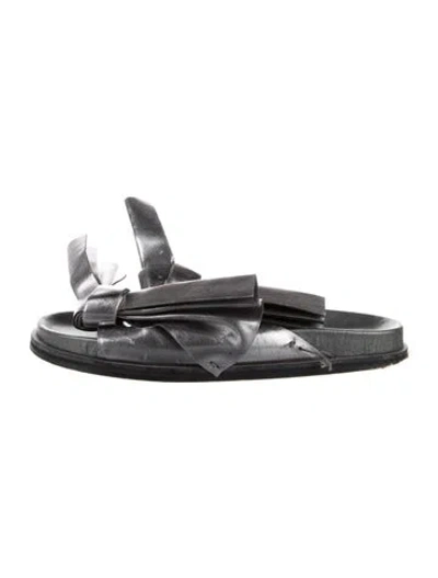 Pre-owned Cedric Charlier Leather Slides In Grey