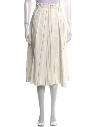 Pre-owned Cedric Charlier Linen Midi Length Skirt In Neutrals