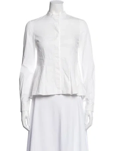 Pre-owned Cedric Charlier Long Sleeve Button-up Top In White