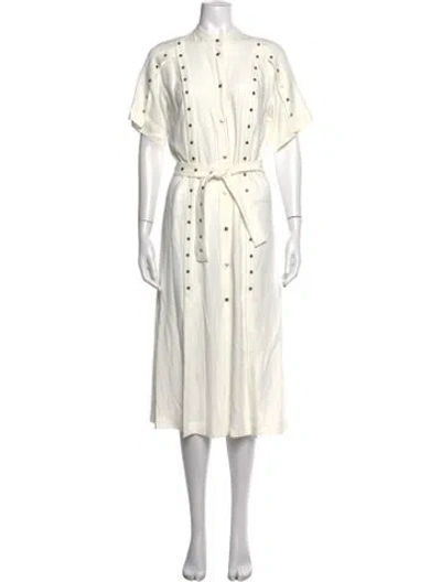 Pre-owned Cedric Charlier Midi Length Dress In White
