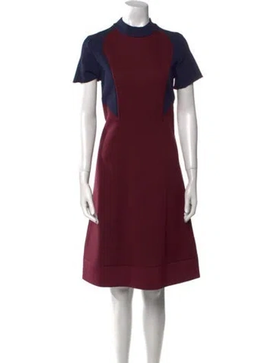 Pre-owned Cedric Charlier Mock Neck Knee-length Dress In Burgundy