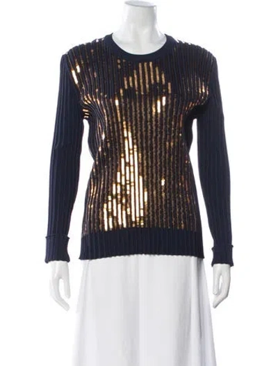 Pre-owned Cedric Charlier Patterned Crew Neck Top In Blue