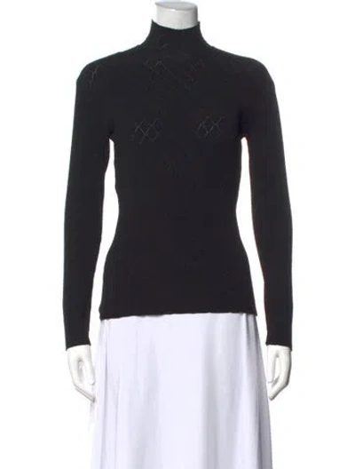 Pre-owned Cedric Charlier Patterned Turtleneck Top In Black