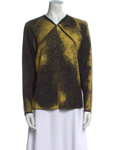 Pre-owned Cedric Charlier Patterned V-neck Top In Multi