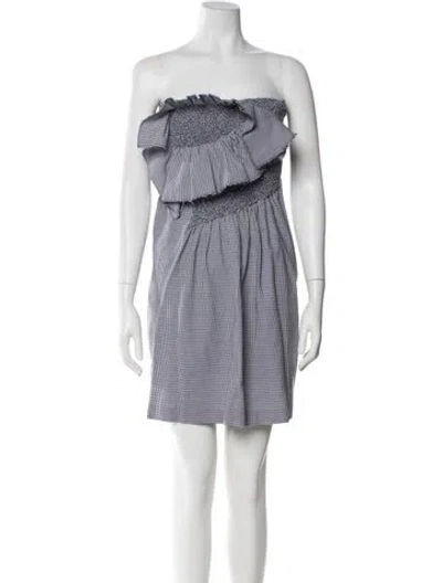 Pre-owned Cedric Charlier Plaid Print Mini Dress In Blue