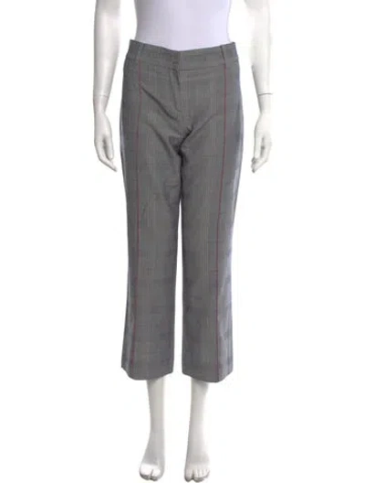 Pre-owned Cedric Charlier Plaid Print Straight Leg Pants In Grey