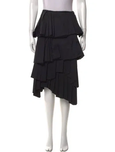 Pre-owned Cedric Charlier Pleated Accents Midi Length Skirt W/ Tags In Black