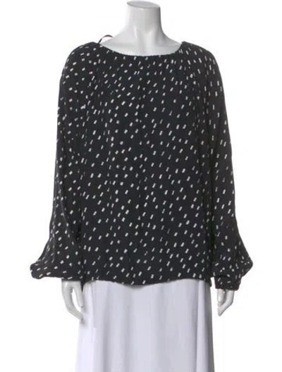 Pre-owned Cedric Charlier Printed Crew Neck Blouse In Black