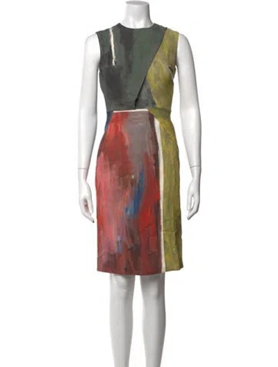 Pre-owned Cedric Charlier Printed Crew Neck Top In Green