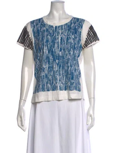 Pre-owned Cedric Charlier Printed Crew Neck T-shirt In Blue