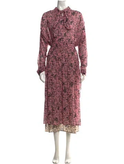 Pre-owned Cedric Charlier Printed Long Dress In Pink
