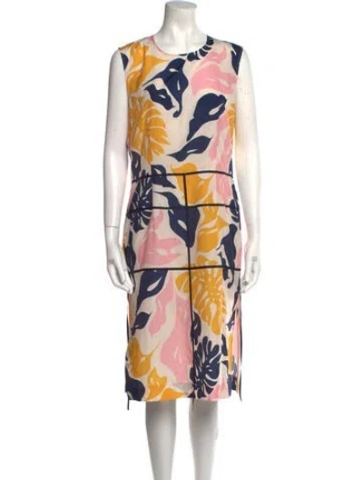 Pre-owned Cedric Charlier Printed Midi Length Dress In Neutral